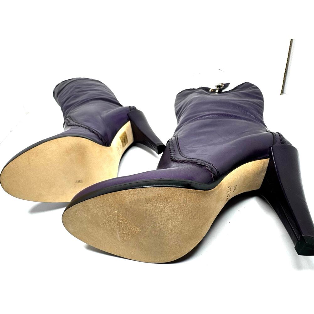 Gucci Vintage Purple Slouch Leather Knee-High Boots w/ Tassel Women’s Size EU 36 - Picture 4 of 12